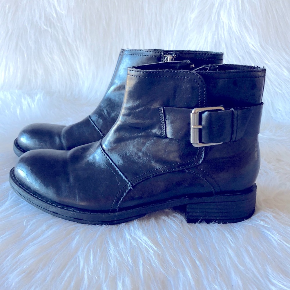Kenneth Cole faux leather black ankle boots vegan